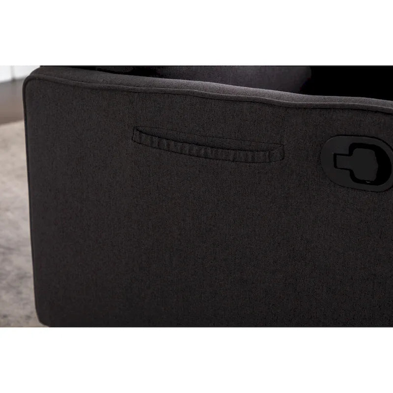 Cotton Linen Fabric Swivel Rocking Chair Glider Rocker Recliner Nursery Chair with Adjustable Back and Footrest