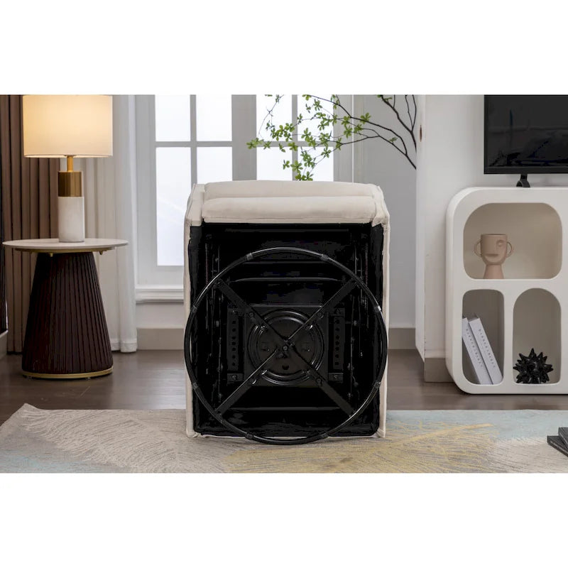 Cotton Linen Fabric Swivel Rocking Chair Glider Rocker Recliner Nursery Chair with Adjustable Back and Footrest