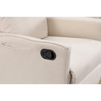 Cotton Linen Fabric Swivel Rocking Chair Glider Rocker Recliner Nursery Chair with Adjustable Back and Footrest