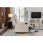 Cotton Linen Fabric Swivel Rocking Chair Glider Rocker Recliner Nursery Chair with Adjustable Back and Footrest