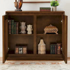 Modern Fluted Hollowed Out Sideboard Cabinet with 2 Outlet Holes, Buffet Cabinet with Storage, Storage Cabinet for Living Room