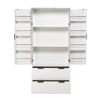 Farmhouse Bathroom Storage Cabinet with 2 Large Drawers, 8-Door storage Rack & 3 Shelves