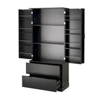 Farmhouse Bathroom Storage Cabinet with 2 Large Drawers, 8-Door storage Rack & 3 Shelves
