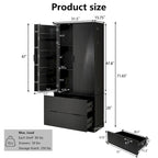 Farmhouse Bathroom Storage Cabinet with 2 Large Drawers, 8-Door storage Rack & 3 Shelves