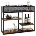 Gymax 4-Tier Console Table w/ Wire Basket Narrow Sofa Table w/ shelf