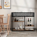 Gymax 4-Tier Console Table w/ Wire Basket Narrow Sofa Table w/ shelf