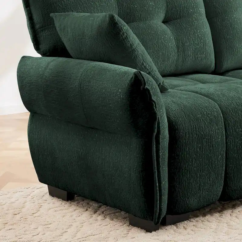 78.7 Chenille 2-Seater Sofa with Ottoman, Minimalist Design and High-Resilience Cushions