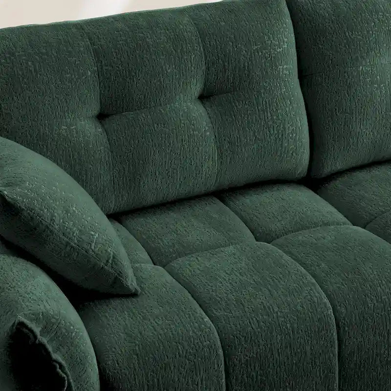 78.7 Chenille 2-Seater Sofa with Ottoman, Minimalist Design and High-Resilience Cushions