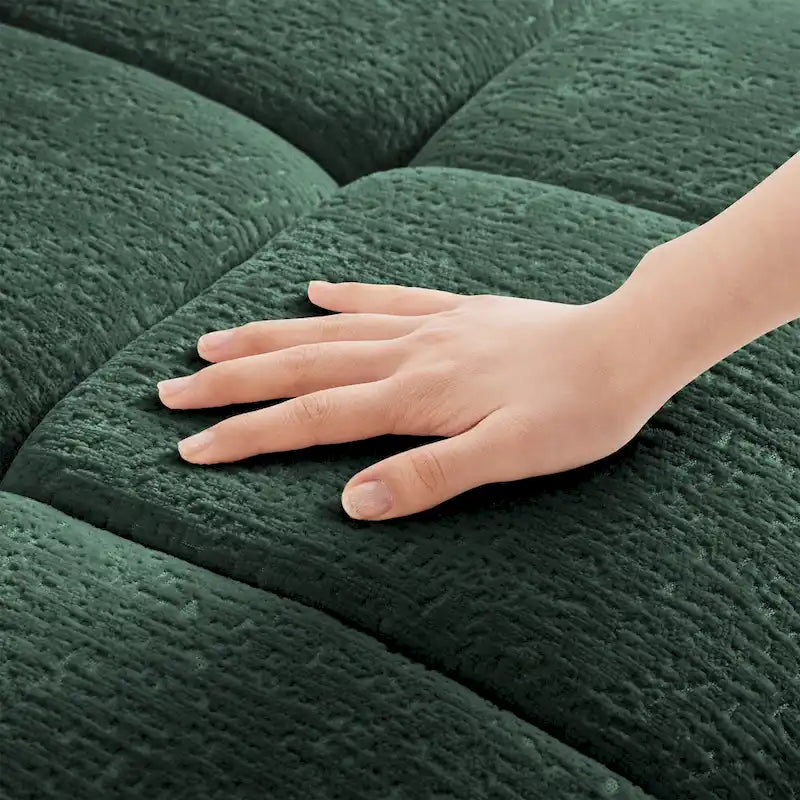 78.7 Chenille 2-Seater Sofa with Ottoman, Minimalist Design and High-Resilience Cushions