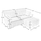 78.7 Chenille 2-Seater Sofa with Ottoman, Minimalist Design and High-Resilience Cushions