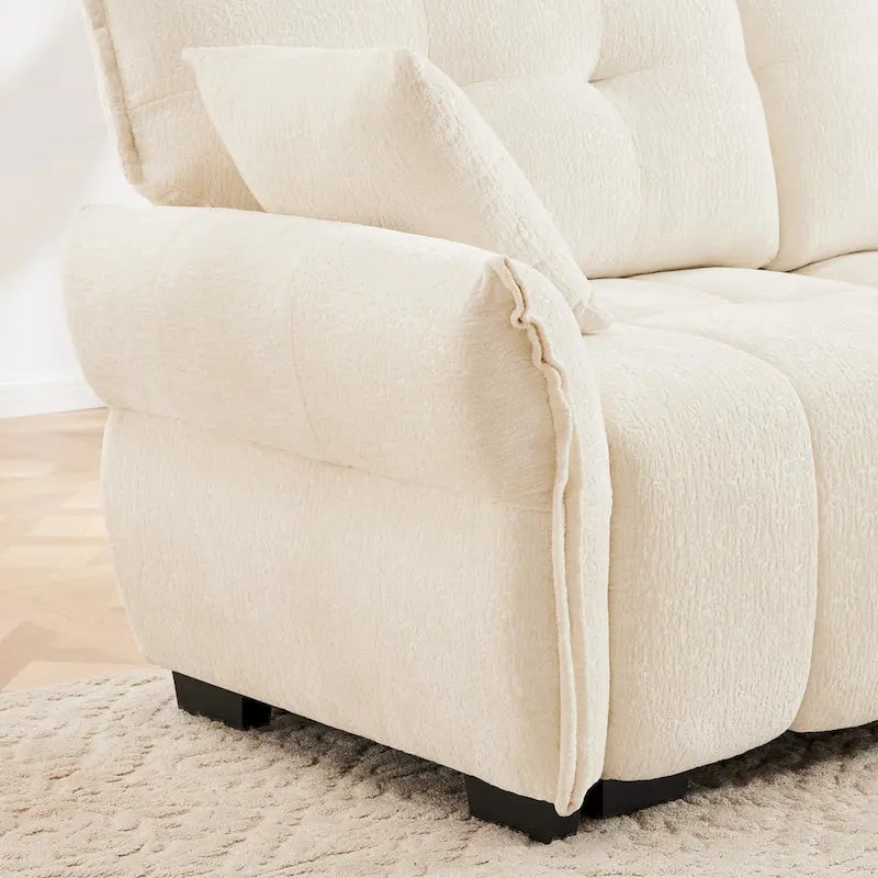78.7 Chenille 2-Seater Sofa with Ottoman, Minimalist Design and High-Resilience Cushions