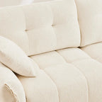 78.7 Chenille 2-Seater Sofa with Ottoman, Minimalist Design and High-Resilience Cushions