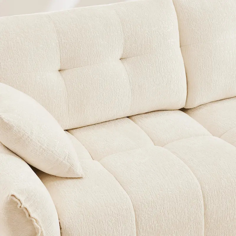 78.7 Chenille 2-Seater Sofa with Ottoman, Minimalist Design and High-Resilience Cushions