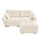 78.7 Chenille 2-Seater Sofa with Ottoman, Minimalist Design and High-Resilience Cushions