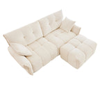 78.7 Chenille 2-Seater Sofa with Ottoman, Minimalist Design and High-Resilience Cushions
