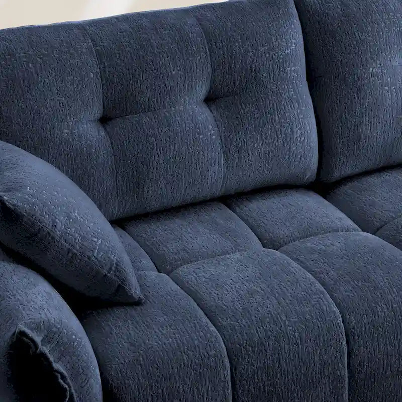 78.7 Chenille 2-Seater Sofa with Ottoman, Minimalist Design and High-Resilience Cushions
