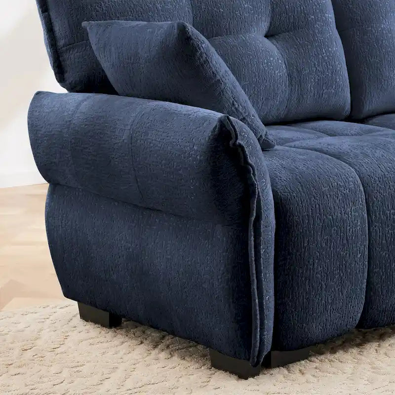 78.7 Chenille 2-Seater Sofa with Ottoman, Minimalist Design and High-Resilience Cushions