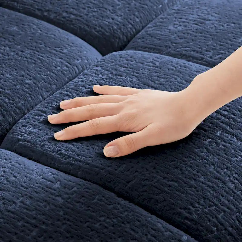 78.7 Chenille 2-Seater Sofa with Ottoman, Minimalist Design and High-Resilience Cushions