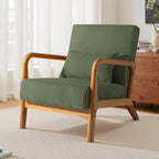 25 W Mid Century Upholstered Wood Accent Chair with Pillow