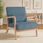 25 W Mid Century Upholstered Wood Accent Chair with Pillow