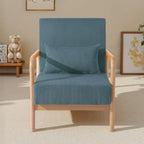 25 W Mid Century Upholstered Wood Accent Chair with Pillow
