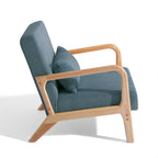 25 W Mid Century Upholstered Wood Accent Chair with Pillow