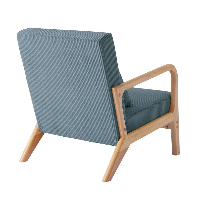 25 W Mid Century Upholstered Wood Accent Chair with Pillow