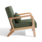 25 W Mid Century Upholstered Wood Accent Chair with Pillow
