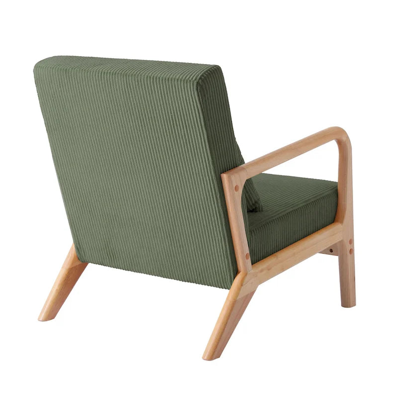25 W Mid Century Upholstered Wood Accent Chair with Pillow