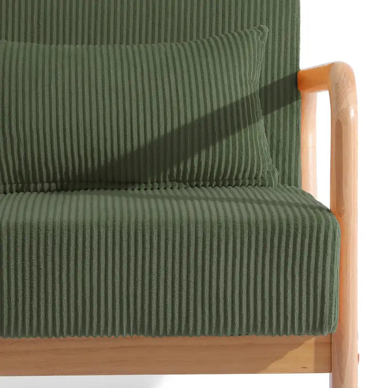 25 W Mid Century Upholstered Wood Accent Chair with Pillow