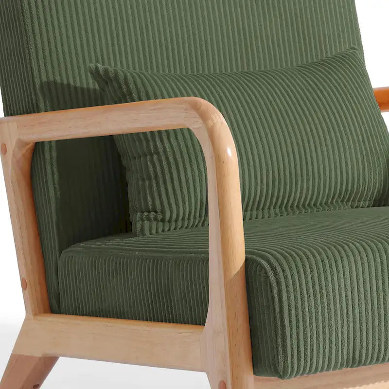25 W Mid Century Upholstered Wood Accent Chair with Pillow
