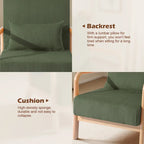 25 W Mid Century Upholstered Wood Accent Chair with Pillow