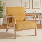 25 W Mid Century Upholstered Wood Accent Chair with Pillow
