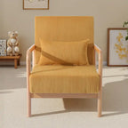 25 W Mid Century Upholstered Wood Accent Chair with Pillow