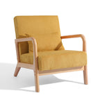 25 W Mid Century Upholstered Wood Accent Chair with Pillow