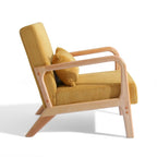 25 W Mid Century Upholstered Wood Accent Chair with Pillow