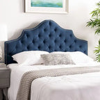 SAFAVIEH Brianna Taupe Linen Upholstered Tufted Headboard - Silver Nailhead (Queen)