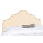SAFAVIEH Brianna Taupe Linen Upholstered Tufted Headboard - Silver Nailhead (Queen)