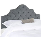 SAFAVIEH Brianna Taupe Linen Upholstered Tufted Headboard - Silver Nailhead (Queen)