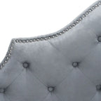 SAFAVIEH Brianna Taupe Linen Upholstered Tufted Headboard - Silver Nailhead (Queen)
