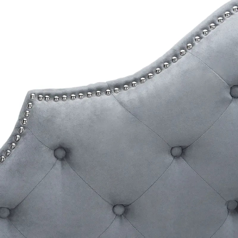 SAFAVIEH Brianna Taupe Linen Upholstered Tufted Headboard - Silver Nailhead (Queen)