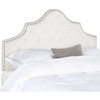 SAFAVIEH Brianna Taupe Linen Upholstered Tufted Headboard - Silver Nailhead (Queen)