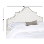 SAFAVIEH Brianna Taupe Linen Upholstered Tufted Headboard - Silver Nailhead (Queen)