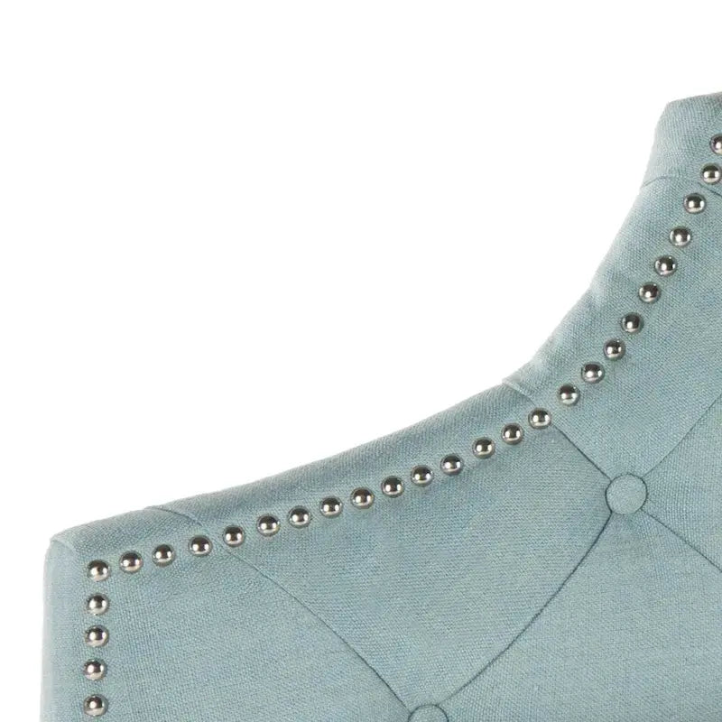 SAFAVIEH Brianna Taupe Linen Upholstered Tufted Headboard - Silver Nailhead (Queen)