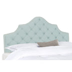 SAFAVIEH Brianna Taupe Linen Upholstered Tufted Headboard - Silver Nailhead (Queen)