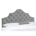 SAFAVIEH Brianna Taupe Linen Upholstered Tufted Headboard - Silver Nailhead (Queen)