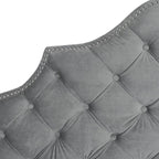 SAFAVIEH Brianna Taupe Linen Upholstered Tufted Headboard - Silver Nailhead (Queen)