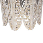 18 Antique White and Brushed Gold Carved Octagonal Side Table