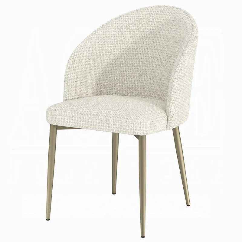 Geru Dining Side Chair Set of 2, Padded Curved Back Contemporary White