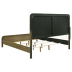 Deon King Bed, Vertical Channel Tufted Beige Boucle Upholstery, Brown